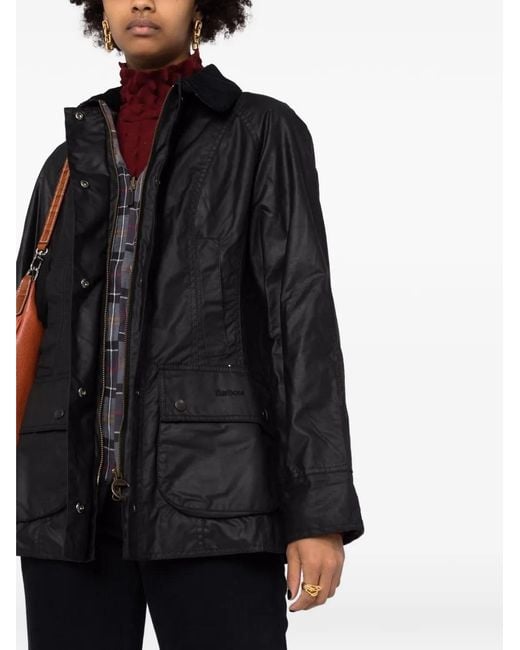 Barbour Black Corduroy-Collar Hooded Coat