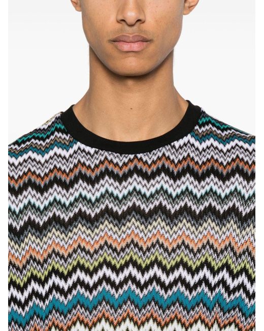 Camiseta con diseño tejido en zigzag Missoni de hombre de color Black