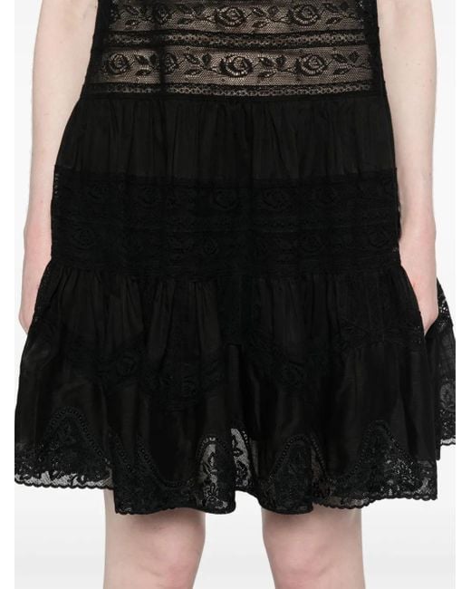 Zimmermann Black Lace Trim Detail Short Dress