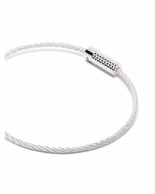Le Gramme White 9G Pyramid Cable Bracelet