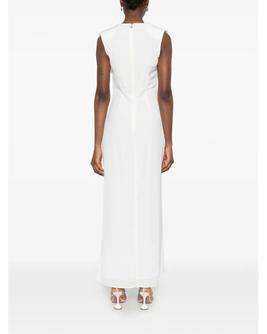 ROTATE BIRGER CHRISTENSEN White Elegant Long Dress With Removable Shoulder Straps