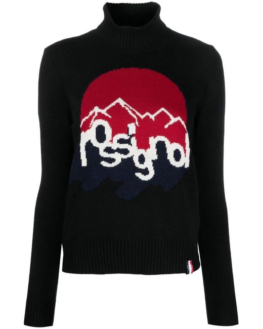 Rossignol Black Roll Neck Intarsia-Knit Jumper