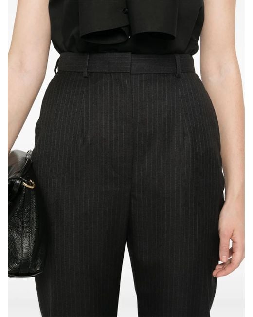 McQueen Black Pinstripe-Pattern Trousers