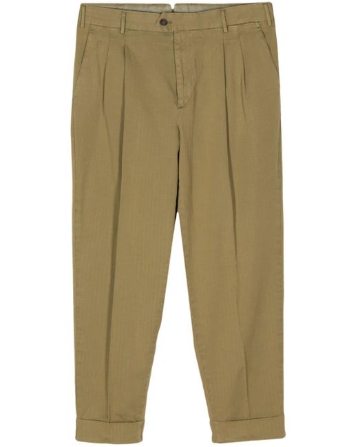 PT Torino Green Reworked Dart-detailing Chino Trousers for men