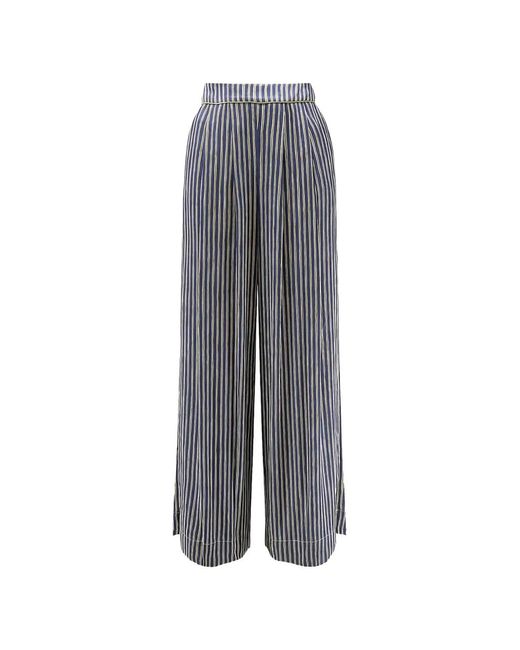 BYE Firenze Gray Stripe-Print Pleated Trousers
