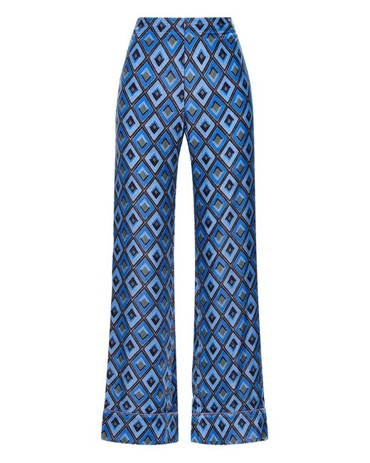 Maliparmi Blue Diamond-Pattern Trousers