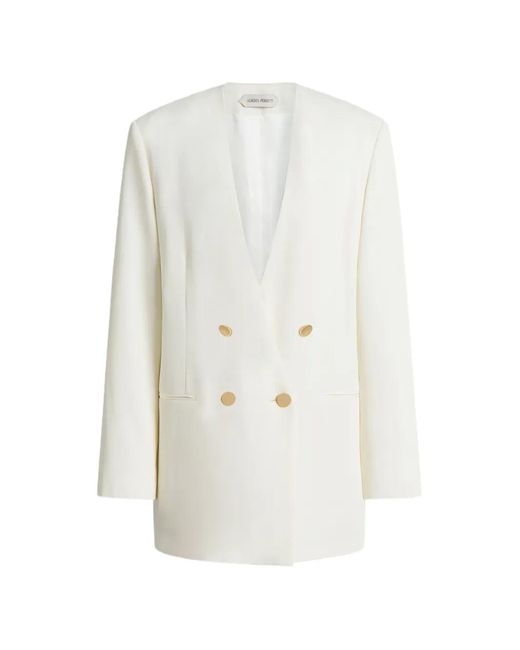 Alberta Ferretti White Double-Breasted-Button Jacket