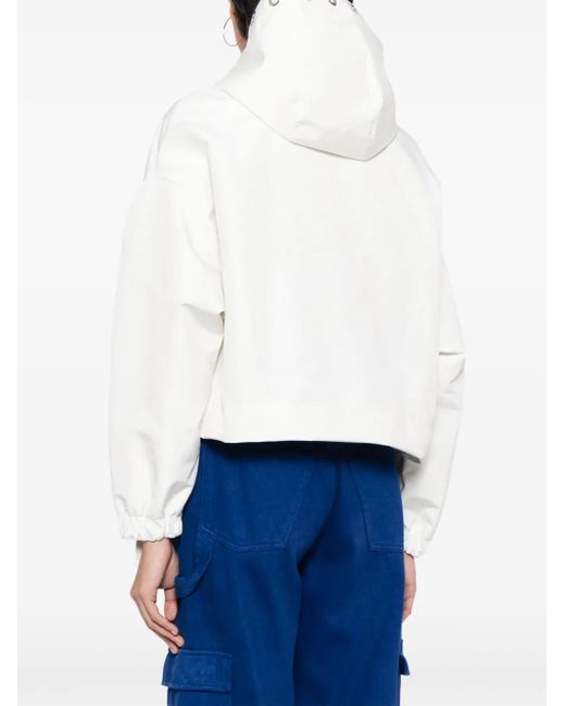 Khrisjoy White Hooded Cropped Windbreaker