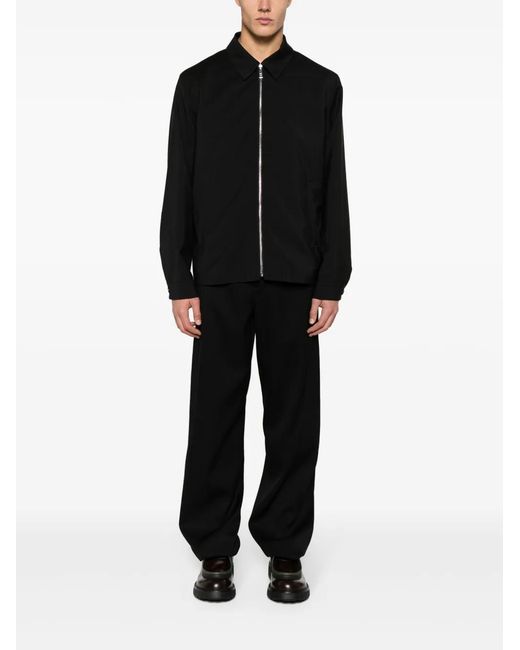 Prada Black Zip-Up Wool Blend Shirt Jacket for men