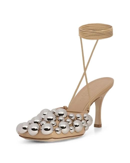 A.W.A.K.E. MODE Natural Ursula Sphere-Embellished Pumps