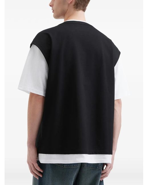 Musium Div. Black Button Layered T-Shirt for men