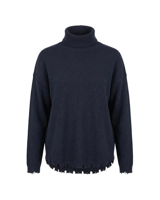 Kujten Blue Mavis Distressed Roll-Neck Sweater