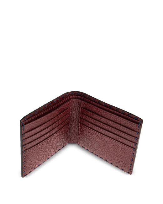 Fendi Blue Selleria Logo-Plaque Bi-Fold Wallet for men