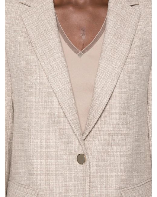 Fabiana Filippi Natural Checked-Pattern Single-Breasted Blazer