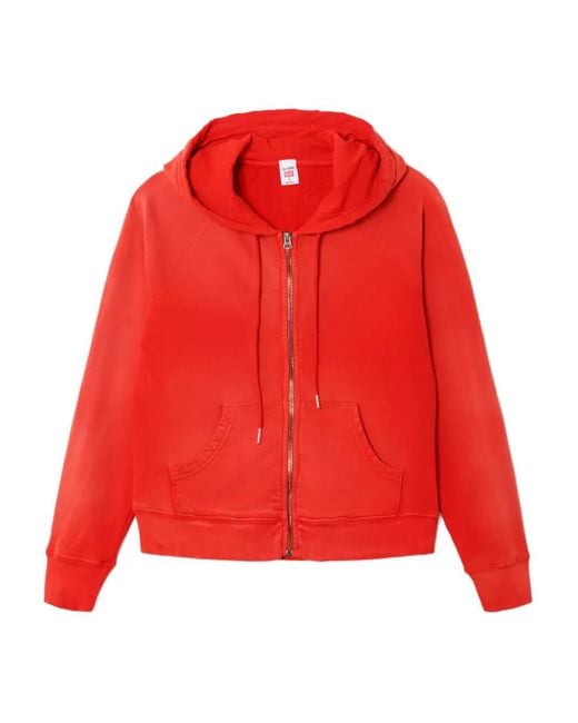 Re/done Red Zip-Up Hooded Sweatshirt