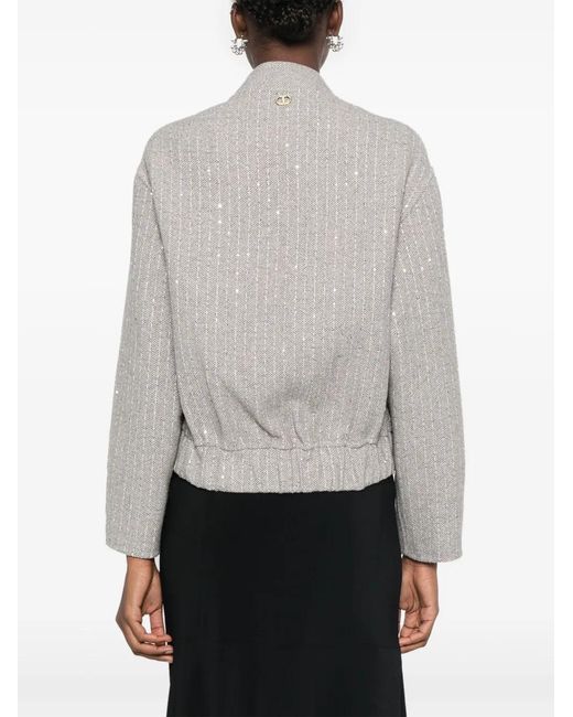 Twinset Gray Sequinned Bomber Jacket