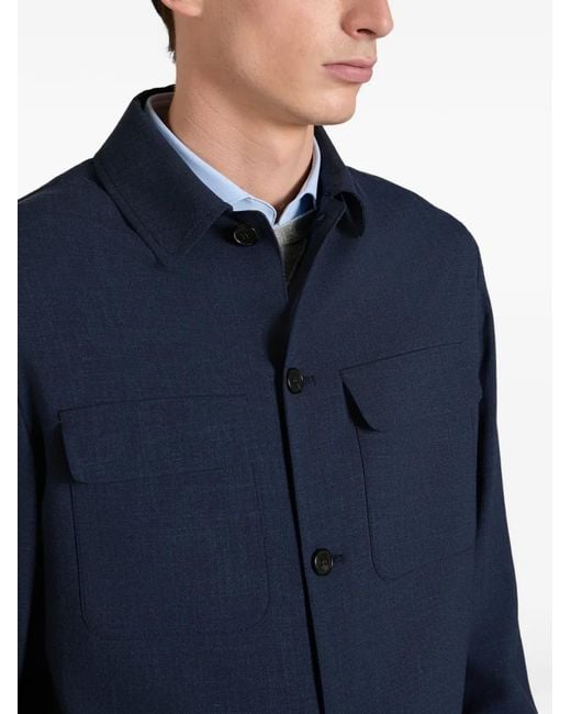 Slowear Blue Flap-Pocket Overshirt for men