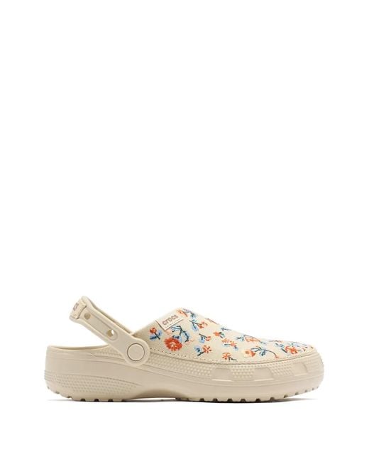 CROCSTM White Floral Print Slides