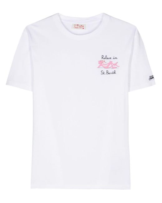 Mc2 Saint Barth White Pink Panther-print T-shirt for men