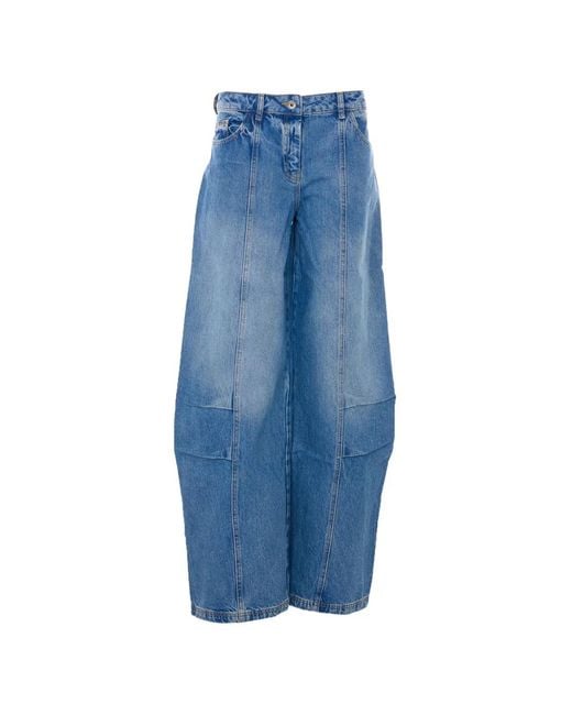 Patrizia Pepe Blue Seam-Detail Wide-Leg Jeans