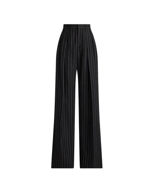 Ralph Lauren Black Striped Pleated Jody Trousers