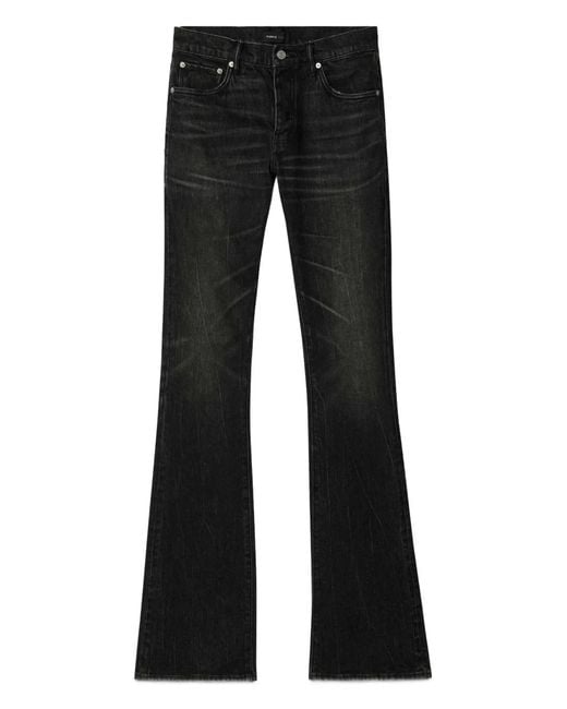 Purple Brand Black Flocked Velvet Flare Jeans for men
