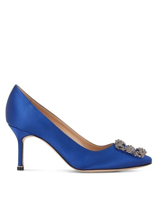 Manolo Blahnik Blue Hangisi Pointed Pumps