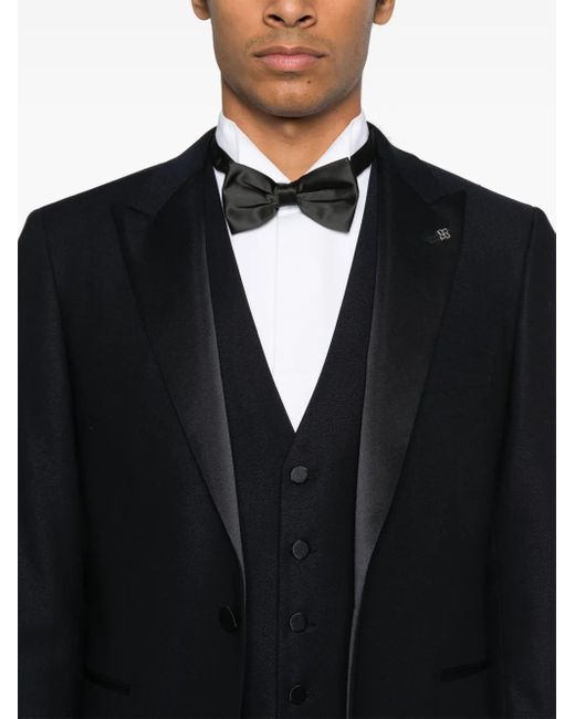メンズ Tagliatore サテントリム スーツ Black