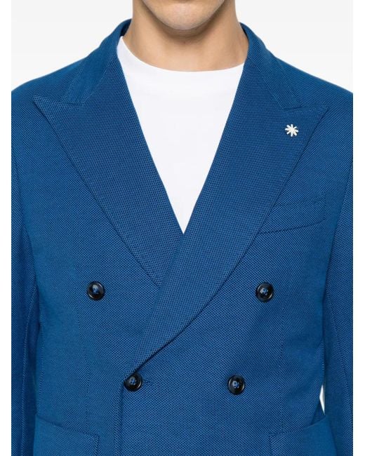 Manuel Ritz Blue Double-Breasted Blazer for men