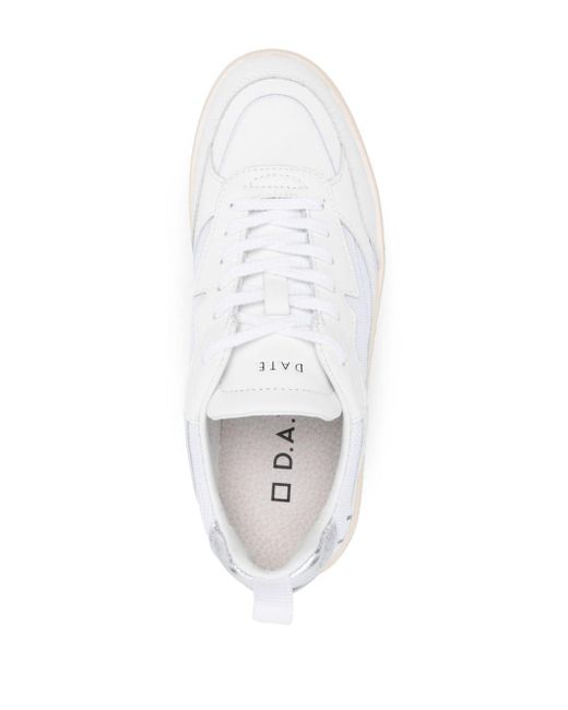 Date Natural Mesh-panelling Leather Sneakers