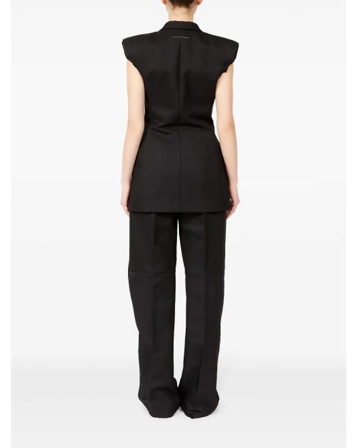 MM6 by Maison Margiela Black Raw-Cut Edge Waistcoat