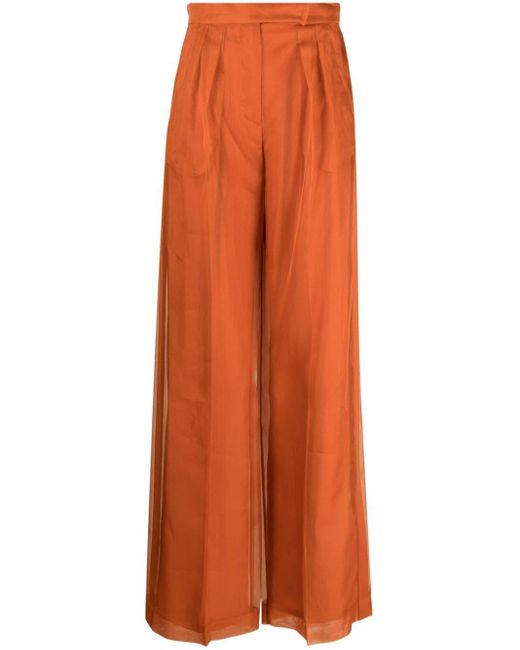 Max Mara Orange Silk Wide-leg Trousers