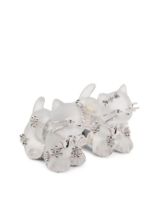 YVMIN White Split Kitten Earrings