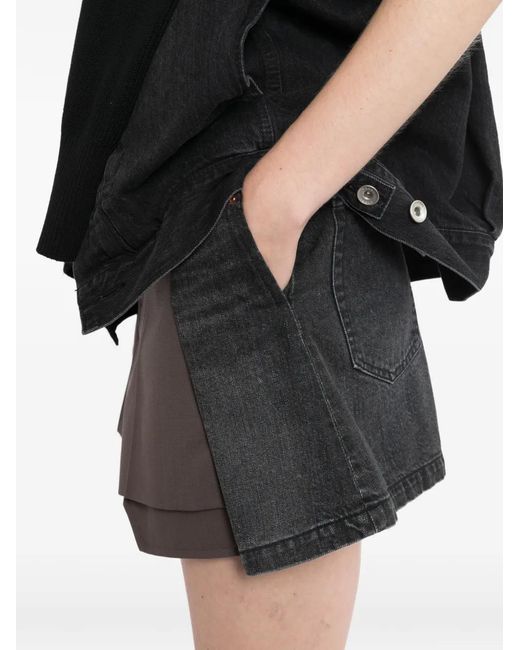 Sacai レディース ブラウン デニムパネル ショートパンツの通販はau