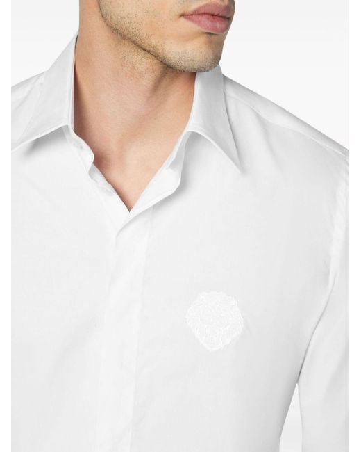 Billionaire White Logo-embroidered Poplin Shirt for men