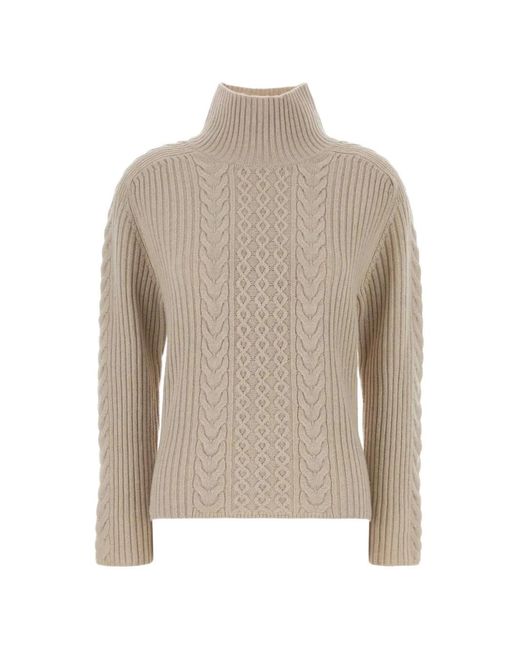 Max Mara Natural Cable-Knit Sand Sweater