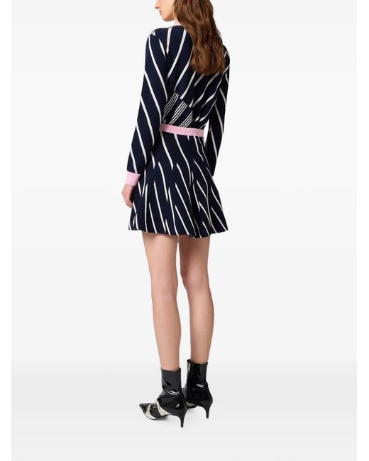 MSGM Blue Diagonal-Stripe Mini Skirt