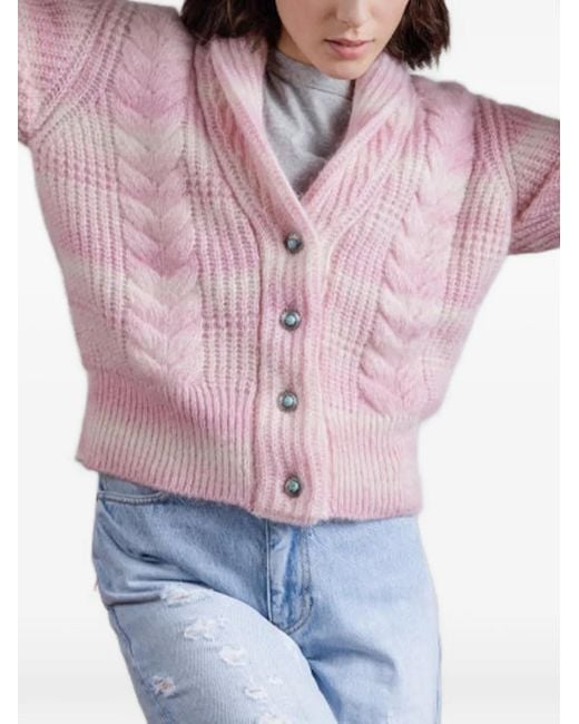 Fortela Pink V-Neck Button Cardigan