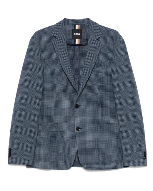 Boss Blue Prince-Of-Wales-Check Blazer for men