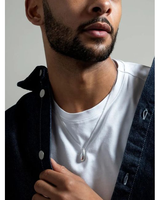 Dower & Hall Metallic Lucky Teardrop Necklace for men