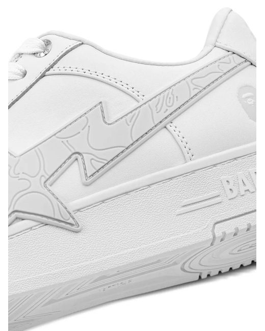 A Bathing Ape White Star-Embossed Sneakers for men