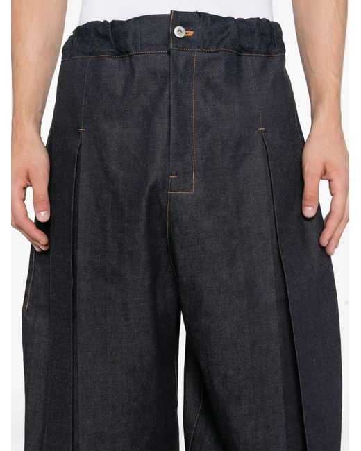 SAGE NATION Blue Inverted-Pleat Jeans for men