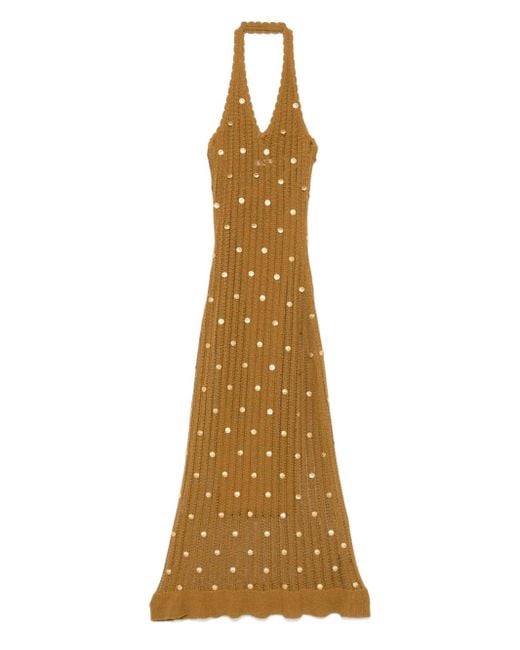Sandro Metallic Knitted Embellished Maxi Dress