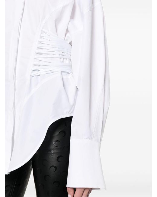 Mugler White Lace-detailed Cotton Shirt