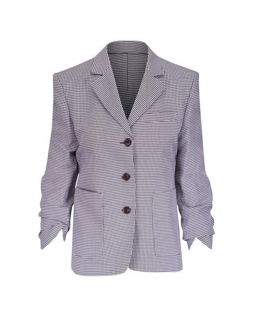 Dorothee Schumacher Purple Ruched-Sleeve Blazer