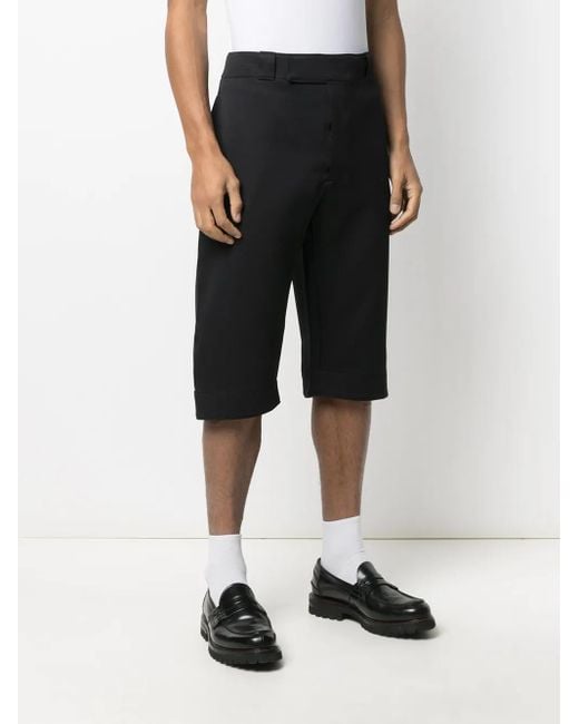 Prada Black Logo Patch Cropped Trousers for men