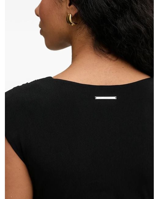 Karl Lagerfeld Black Wrap-Detail V-Neck Midi Dress
