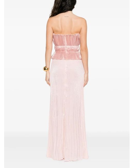 L'idée Pink Gerüschtes Abendkleid mit Falten