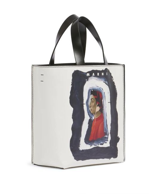 Marni White Mini Museo North-South Tote Bag