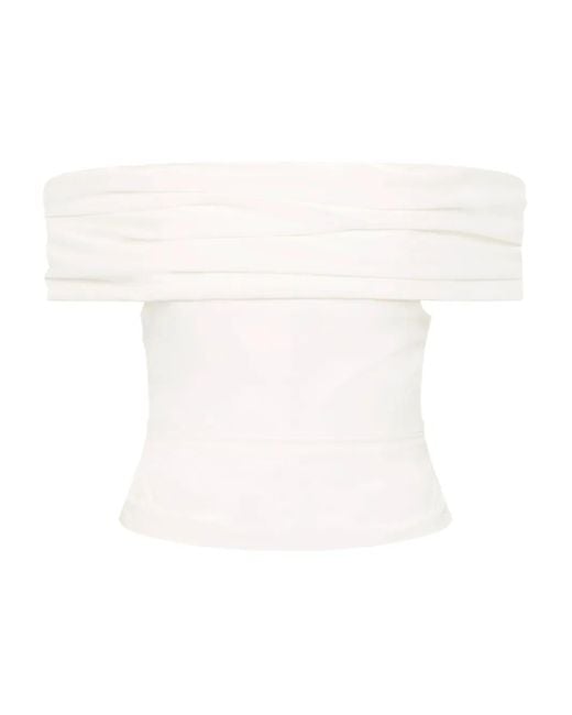 Rachel Gilbert White Schulterfreies Camille Oberteil Mit Drapierung